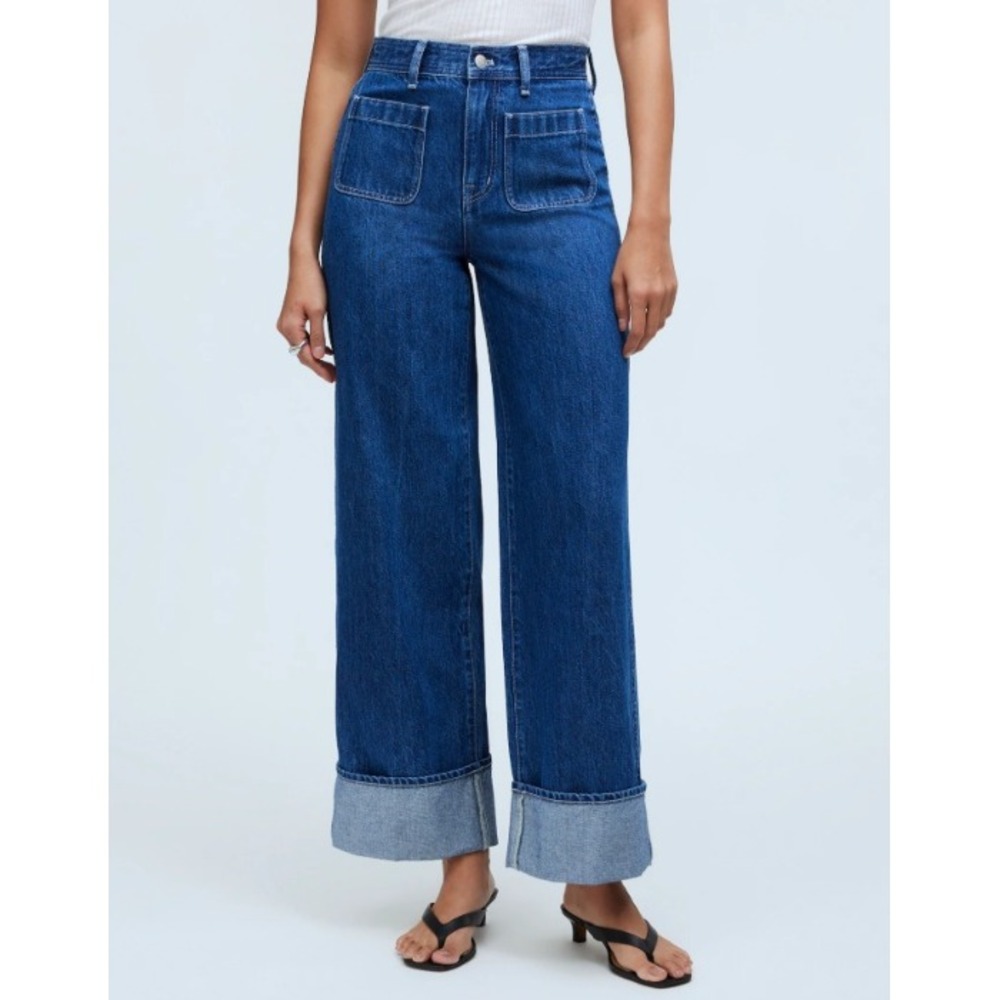 New Madewell Superwide-Leg Jeans Hewett Medium Blue Wash Women Size 29 Denim